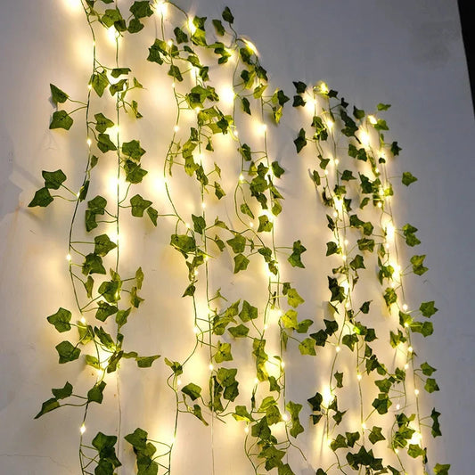 Artificial Green Leaf Ivy Vine with LED Lights