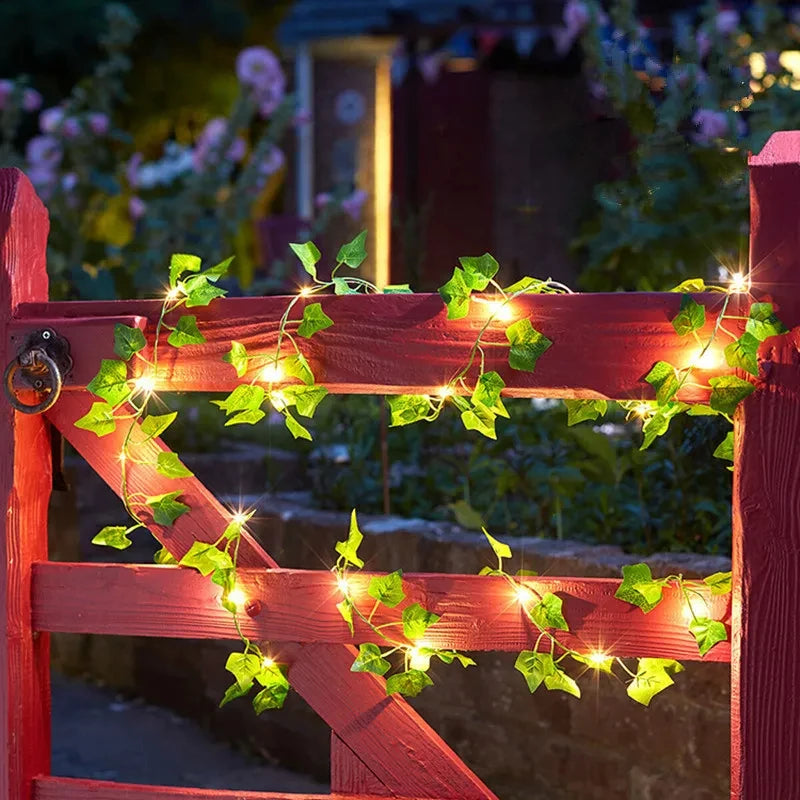 Artificial Green Leaf Ivy Vine with LED Lights