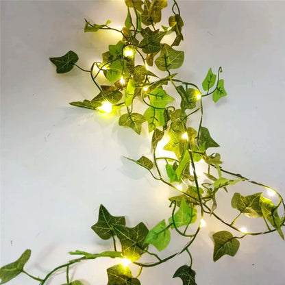 Artificial Green Leaf Ivy Vine with LED Lights