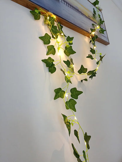 Artificial Green Leaf Ivy Vine with LED Lights