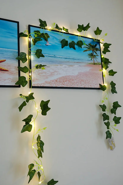 Artificial Green Leaf Ivy Vine with LED Lights