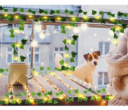 Artificial Green Leaf Ivy Vine with LED Lights